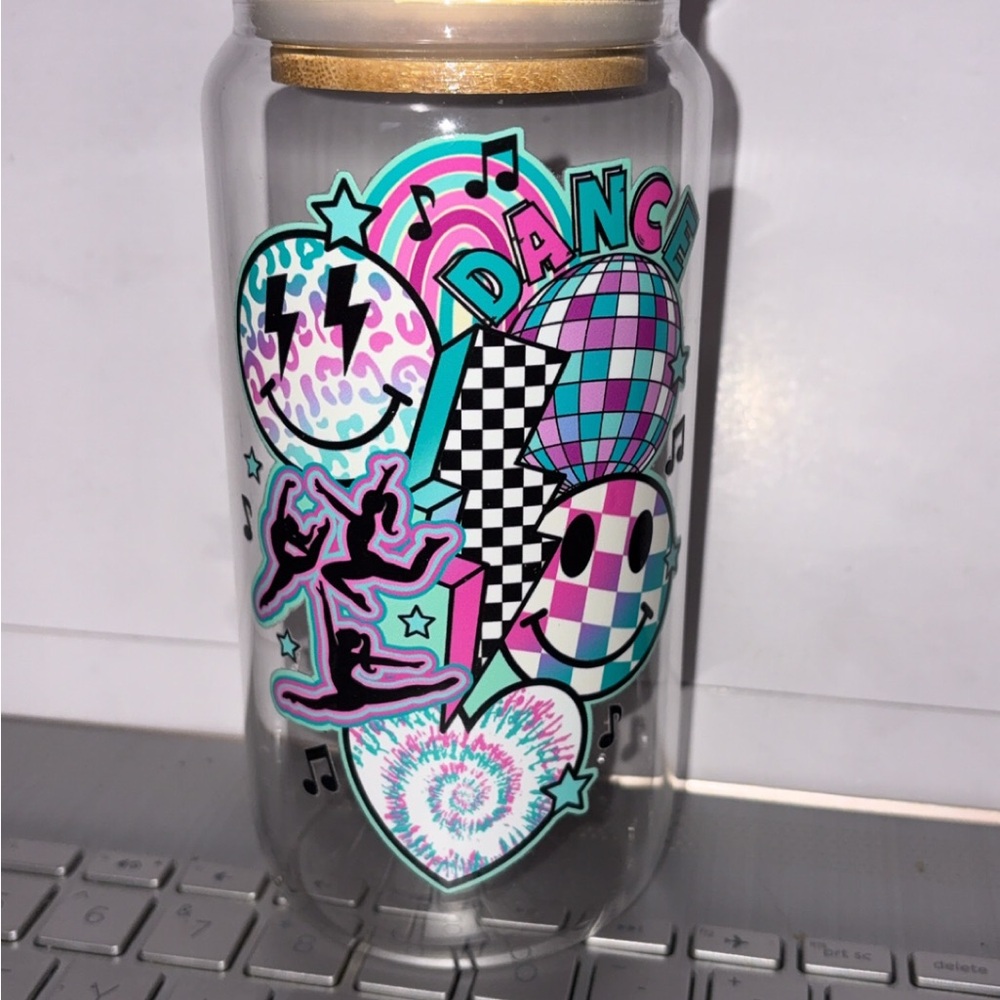Colorful Dance-Themed Glass Tumbler